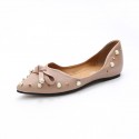 Pointed Toe Bow Beads Rivet Buckle Flat Sandals